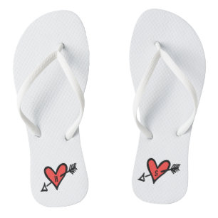 Personalised Black & Red Love Heart Flip Flops