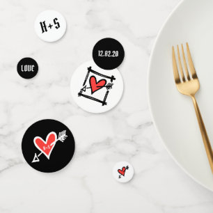Personalised Black & Red Love Heart Table Confetti
