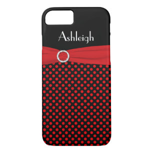 Personalised Black, Red Polka Dot iPhone 7 Case