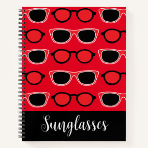 Personalised Black Red Sunglasses Notebook