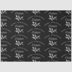 Personalised Black Retro Merry ChristmasMonogram Tissue Paper