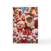 Personalised Black Santa and Persian Cat Christmas