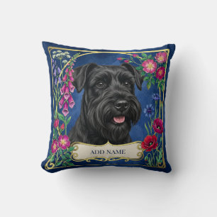 Personalised Black Schnauzer Blue Cushion