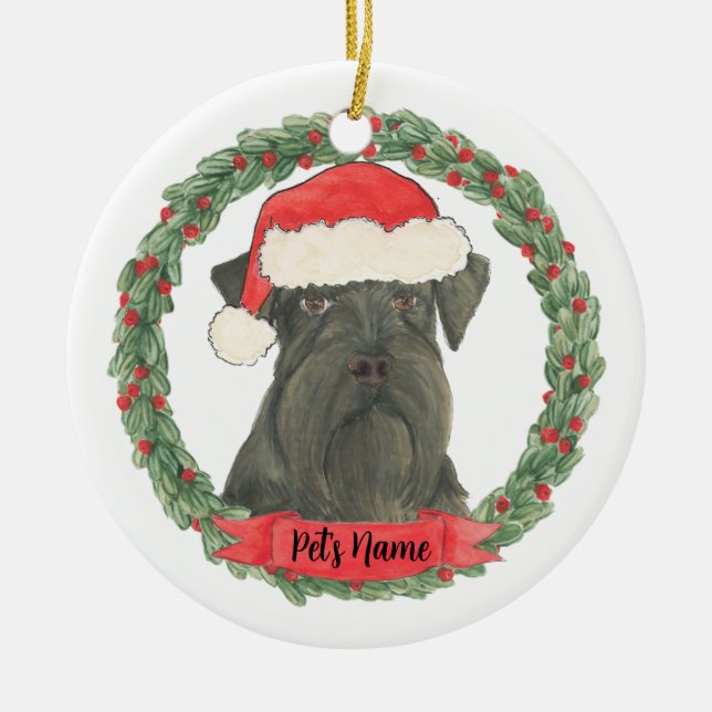 Personalised Black Schnauzer Ceramic Tree Decoration (Front)