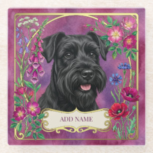 Personalised Black Schnauzer Pink Coaster
