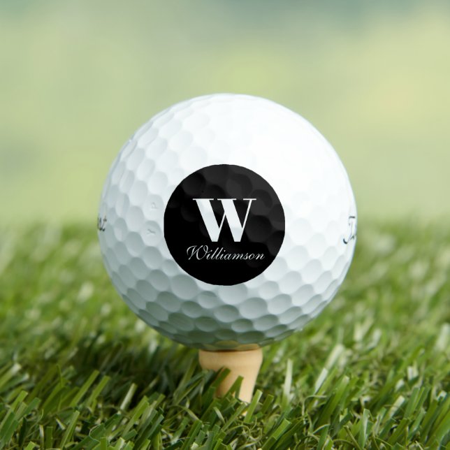 Personalised black script custom monogram name golf balls (Insitu Tee)