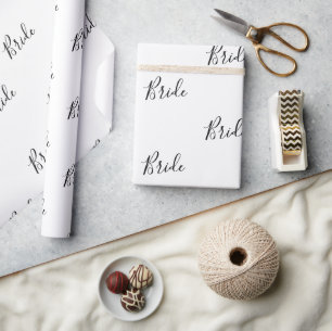 Personalised Black Script Elegant Name Bride Wrapping Paper