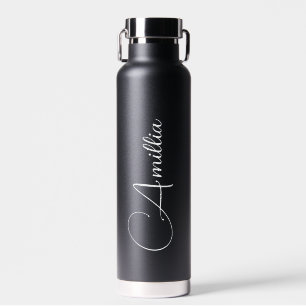 Personalised Black Script Wedding Water Bottle