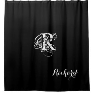 Personalised Black Shower Curtain