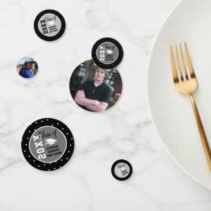 Personalised Black Silver Graduation  Confetti
