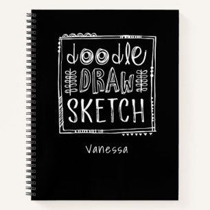 Personalised Black Sketchbook Notebook