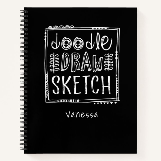 Personalised Black Sketchbook Notebook (Front)