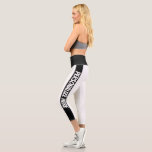 Personalised Black Striped Capri Leggings<br><div class="desc">Add your own text to these black and white easy to personalise capri leggings from Ricaso</div>