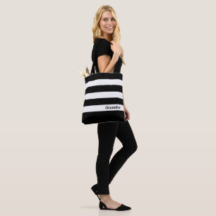 Personalised Black Striped Tote Bag