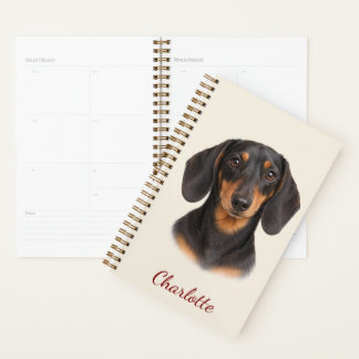Personalised Black & Tan Dachshund with Name Planner