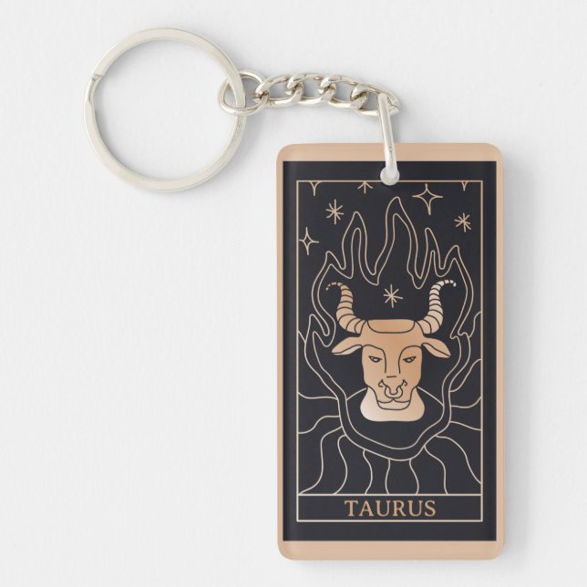Personalised Black Taurus Zodiac Sign  Key Ring (Front)