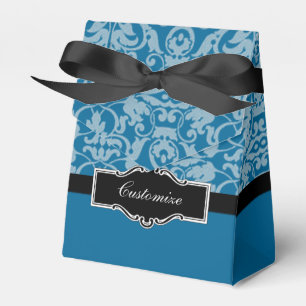 Personalised Black & Teal Damask Favour Box