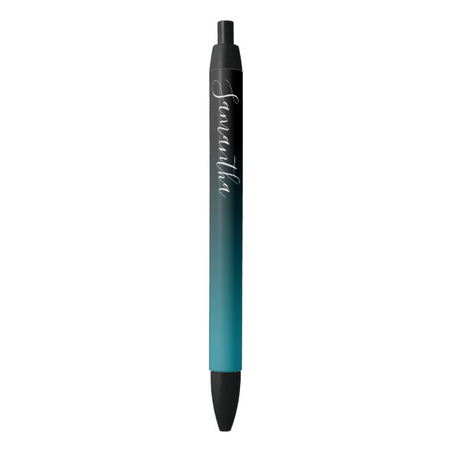 Personalised Black Teal Ombre Ink Pen (Front Vertical)