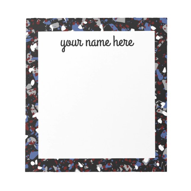 Personalised Black Terrazzo Notepad (Front)