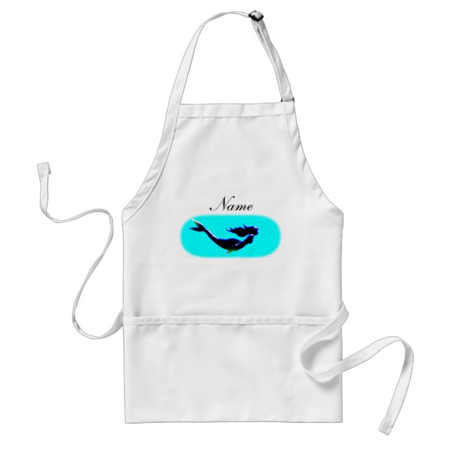 personalised black underwater mermaid standard apron (Front)