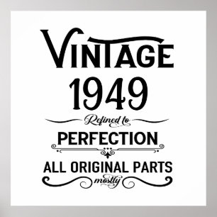 Personalised black vintage 75th birthday party poster