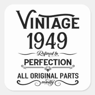 Personalised black vintage 75th birthday party square sticker