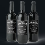 Personalised Black Vintage Aged To Perfection Wine Label<br><div class="desc">Inspired by classic whiskey label,  black and white fun vintage aged to perfection adult birthday gift idea for men,  great for any age birthday celebration,  or other occasions. Custom it with your own text and background colour.</div>