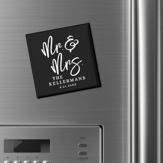 Personalised Black Wedding Favour Magnet (Personalized Black Wedding Favor Magnet )