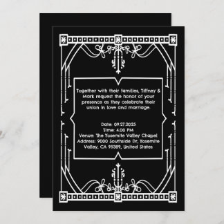 Personalised Black Wedding Invitation Card