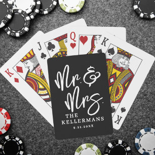 Personalised Black Wedding Playing Cards
