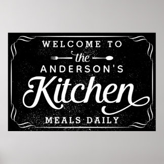 Personalised Black Welcome to the Kitchen Sign