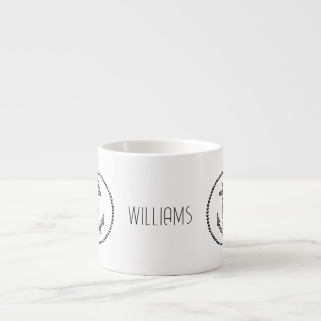 Personalised Black & White Anchor Espresso Cup (Front)