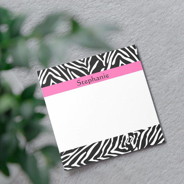 Personalised Black, White and Hot Pink Zebra Print Notepad (Creator Uploaded)
