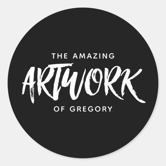 Personalised Black White Artist Artwork Sticker (Front)