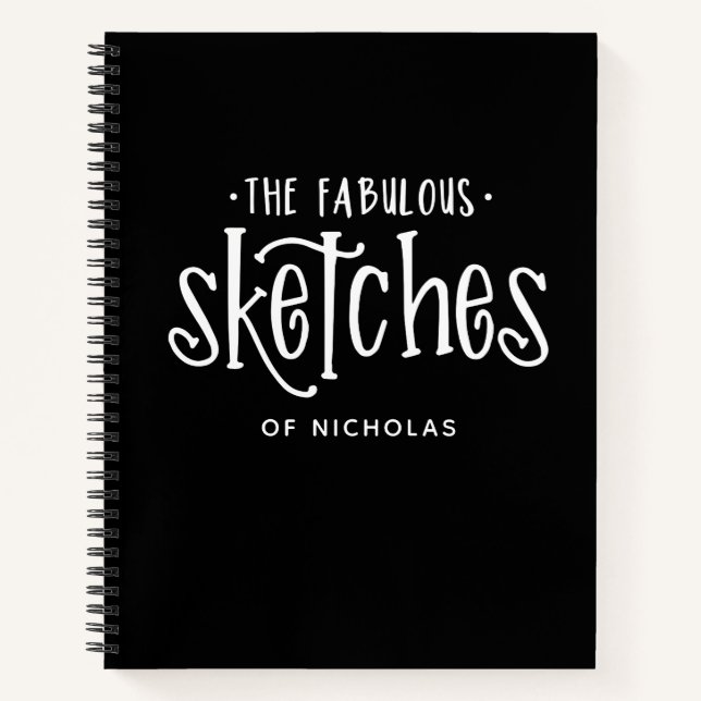 Personalised Black White Artist Sketchbook Notebook (Front)