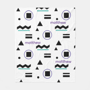 Personalised Black White Blue Purple Abstract Fleece Blanket