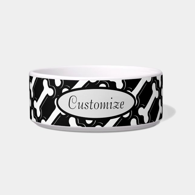 Personalised Black & White Bones Pattern Bowl (Front)