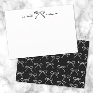 Personalised Black White Bow Name Card