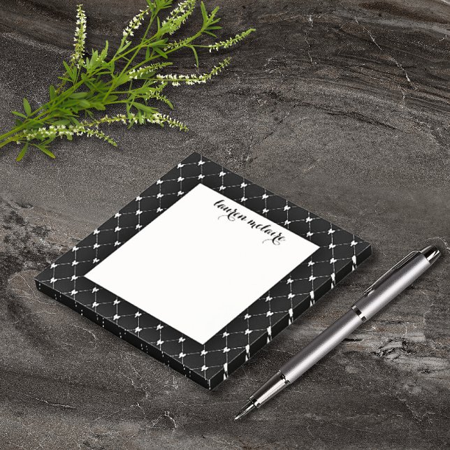 Personalised Black & White Bow Script Post-it Notes (Creator Uploaded)