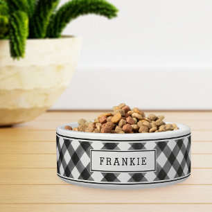 Personalised Black & White Buffalo Plaid Bowl