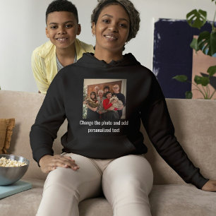 Personalised Black White Cat Mum Family Pet Photo Hoodie