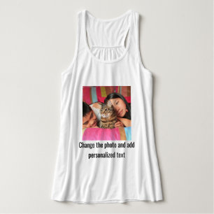 Personalised Black White Cat Mum Family Pet Photo Singlet