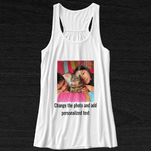 Personalised Black White Cat Mum Family Pet Photo Singlet