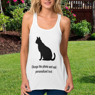 Personalised Black White Cat Mum Family Pet Photo Singlet
