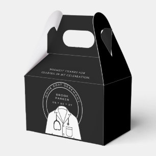 Personalised Black White Coat Ceremony  Thank You Favour Box