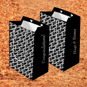Personalised Black & White Congratulations Wedding Medium Gift Bag