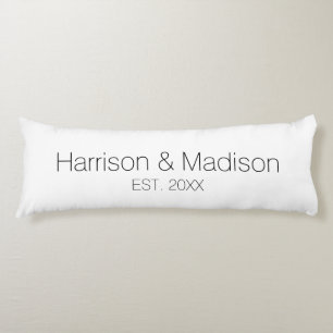Personalised black white couple name date Wedding Body Cushion