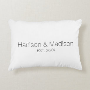 Personalised black white couple name date Wedding Decorative Cushion