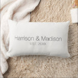 Personalised black white couple name date Wedding Lumbar Cushion<br><div class="desc">Personalised black and white couple name date Wedding Lumbar Pillow
Elegant,  classic,  minimalist design.</div>