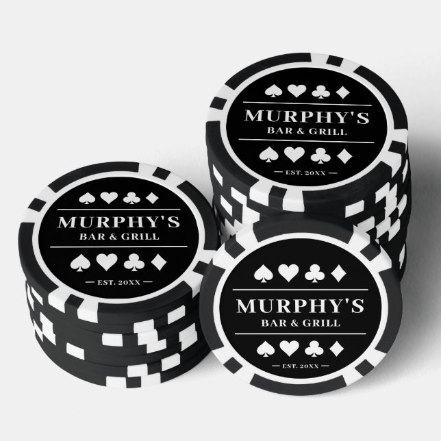 Personalised Black & White Custom Name Casino Poker Chips (Stack)